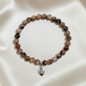 Black Sunstone Bracelet With Charm